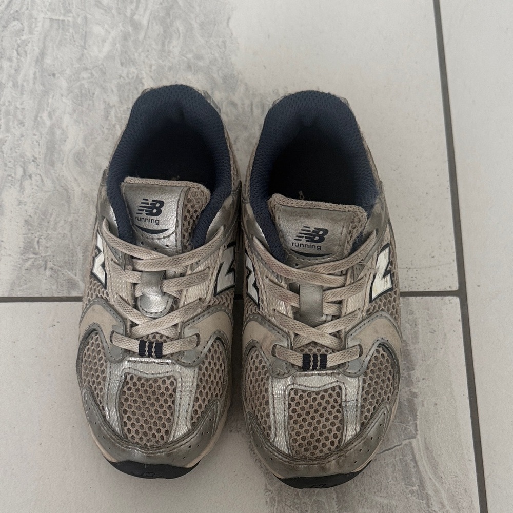 New Balance Kids Silver and Navy Athletic Sneakers